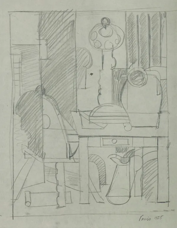 Marek Włodarski, MARTWA NATURA Z WAGĄ I DZBANKIEM NA STOLE, 1925