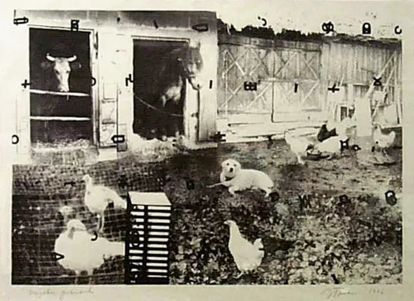 Jan Tarasin, Wiejskie podwórko, 1976