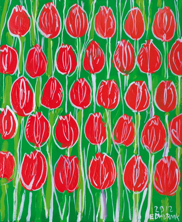 Edward Dwurnik, Czerwone tulipany, 2012
