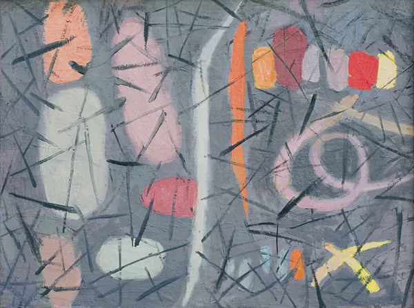 Marek Włodarski, KOMPOZYCJA NA GRAFITOWYM TLE, 1958