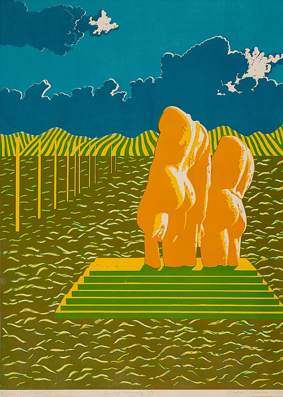 Eulalia  Złotnicka, Pejzaż z pomnikiem I, 1975