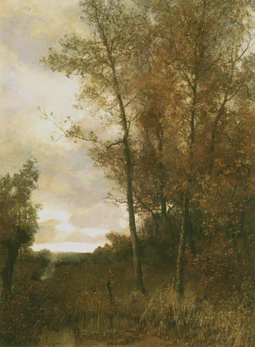 Georg Oeder, Jesienny pejzaż z ogniskiem