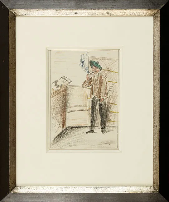 Marek Włodarski, Mężczyzna w zielonym berecie we wnętrzu, 1931