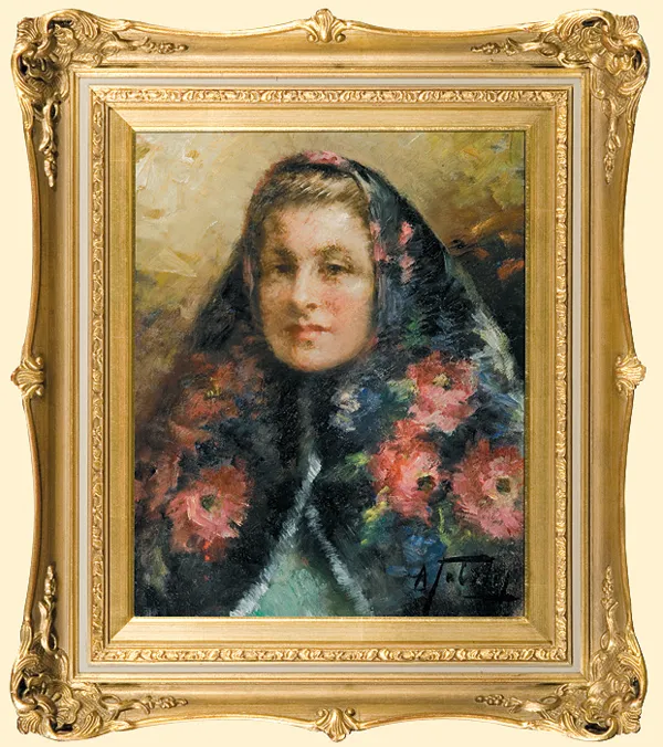 Aleksander Tolstoy (Tołstoj), DZIEWCZYNA BARWNEJ CHUŚCIE, ok. 1950 