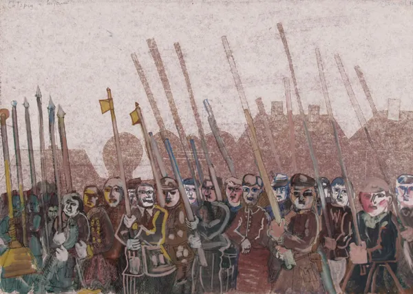 Edward Dwurnik, Chłopcy z kijami, 1971