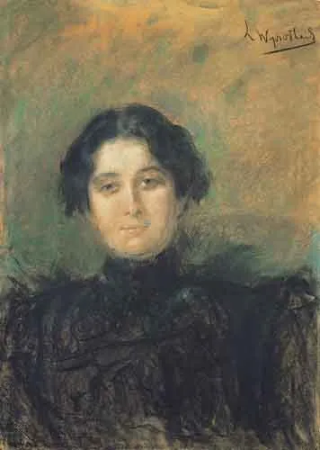 Leon Wyczółkowski, Portret pani w czarnej sukni, ok. 1900