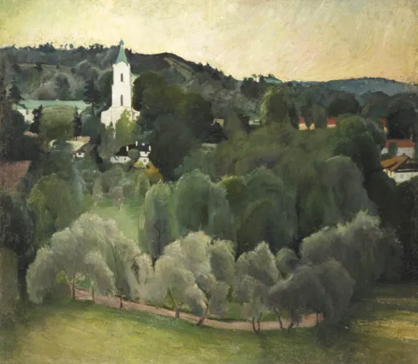 Michalina Krzyżanowska, Pejzaż z kościółkiem, 1931