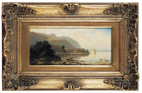 Hugo Ullik, Pejzaż znad jeziora, 1876