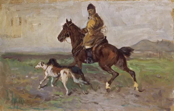 Jan Chełmiński, Jeździec z chartami