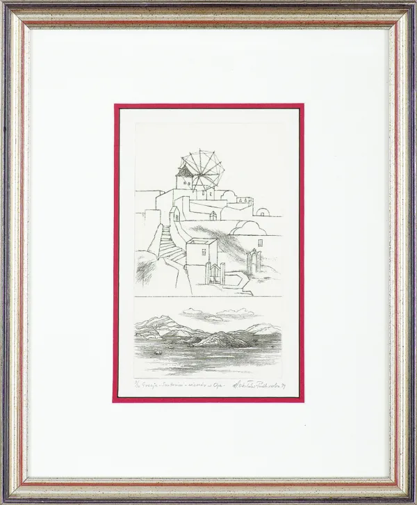 Maria Okołów-Podhorska, Grecja – Santorini. Wieczór w Oia, 1999