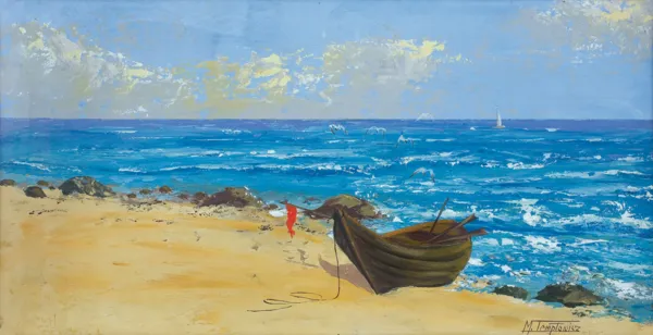M. Tempłowicz, Łódź na brzegu morza