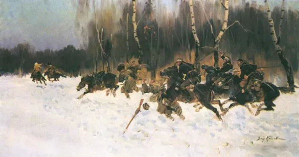 Jerzy Kossak, Pogoń ułanów za Kozakami