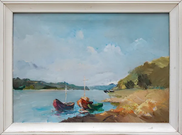 Stanisław Jan  Łazorek, Łodzie przy brzegu, 1976