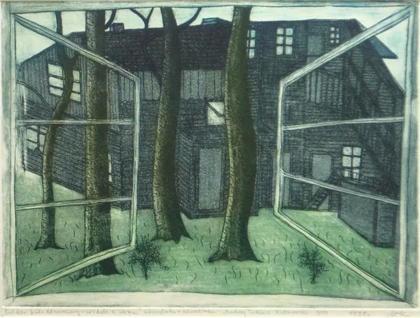 Andrzej Tadeusz  Kotkowski, Świder koło Warszawy – widok z okna, 1998