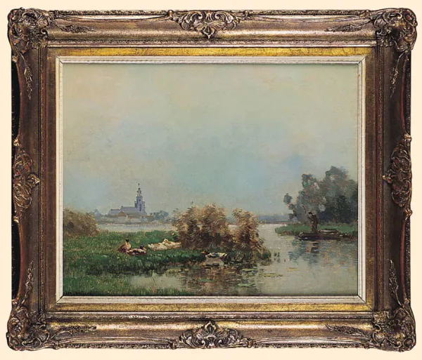 Jan Simon Knikker, PEJZAŻ HOLENDERSKI Z WIEŻĄ W ODDALI  