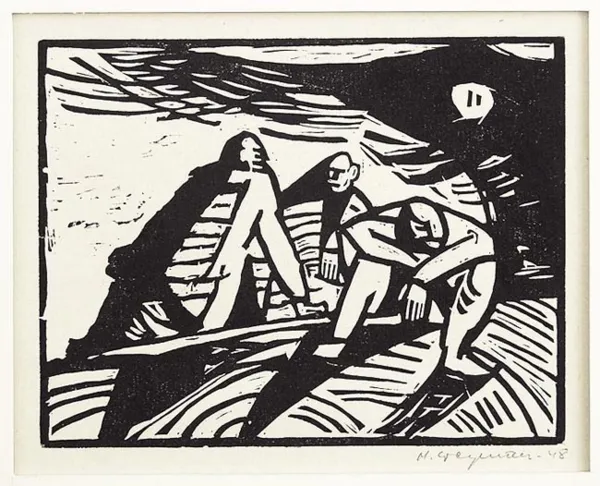 Mieczysław Wejman, Trzy postaci siedzące, z cyklu Księżyc, 1948