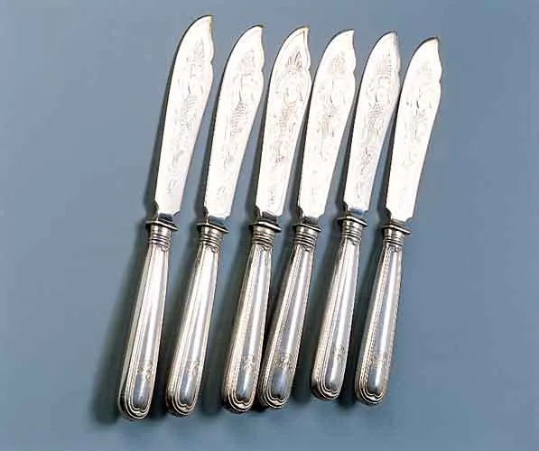 Autor nierozpoznany, Komplet 24 noży do ryb