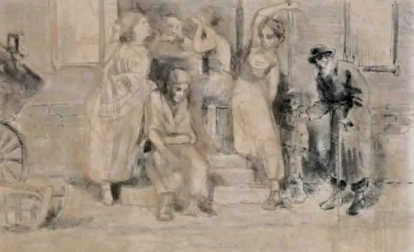 Jacek Malczewski, W żydowskim sklepie, ok. 1870