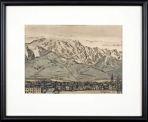 Mieczysław Wejman, Pejzaż górski (z werandy sanatorium), 1954