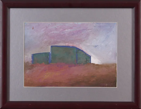Stanisław Rodziński, Pejzaż z zielonym budynkiem, 1999