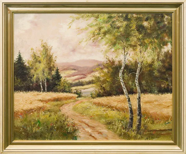 A.H. Reincke, PEJZAŻ LETNI Z BRZOZAMI, 1948