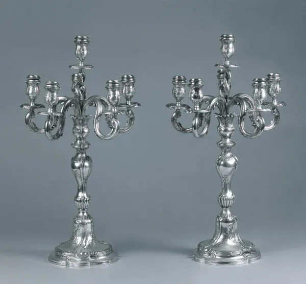 Autor nierozpoznany, Para kandelabrów sześcioświecowych, ok. 1880