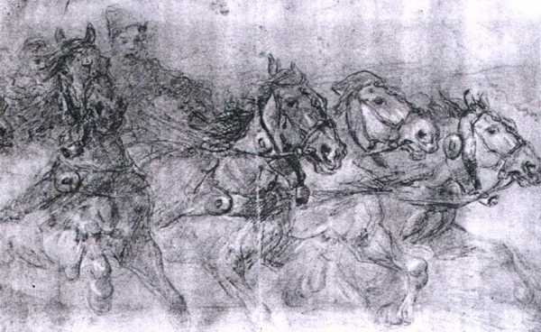 Józef Chełmoński, Czwórka - szkic