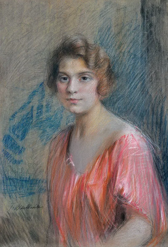 Teodor Axentowicz, Portret kobiety w czerwonej sukni