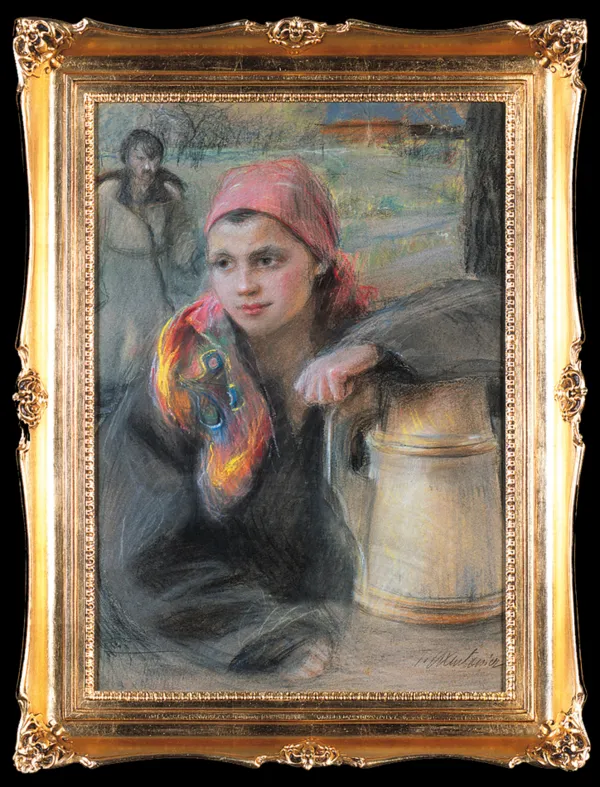 Teodor Axentowicz, DZIEWCZYNA HUCULSKA Z KONWIĄ, ok. 1910