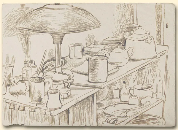 Erna Rosenstein, Stół kuchenny z lampą, 1945
