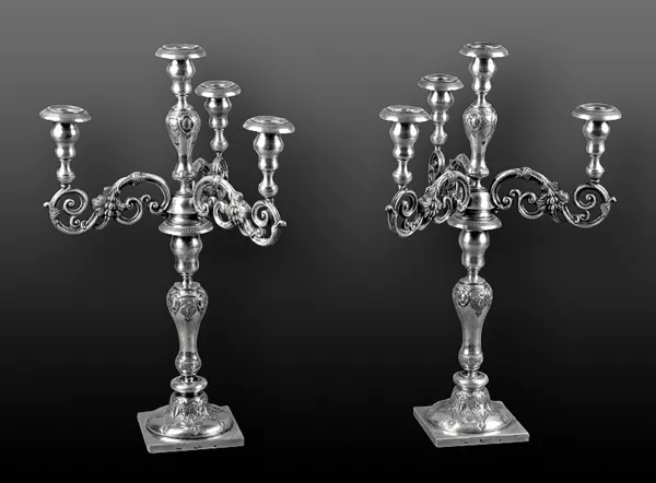 Autor nierozpoznany, PARA KANDELABRÓW 4-ŚWIECOWYCH, 1860