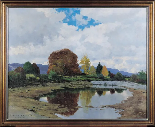 Carl Schaette, Jesienny Krajobraz z Jeziorkiem, ok. 1940