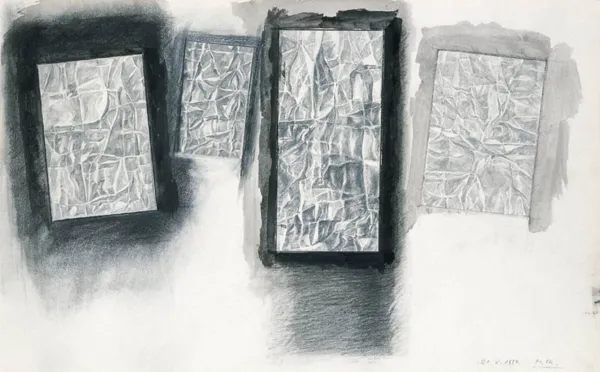 Marek Chlanda, Cztery płaszczyzny (szkic instalacji ?), 1990