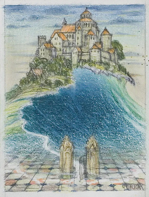 Jacek Yerka, Surfing Castle, 1997