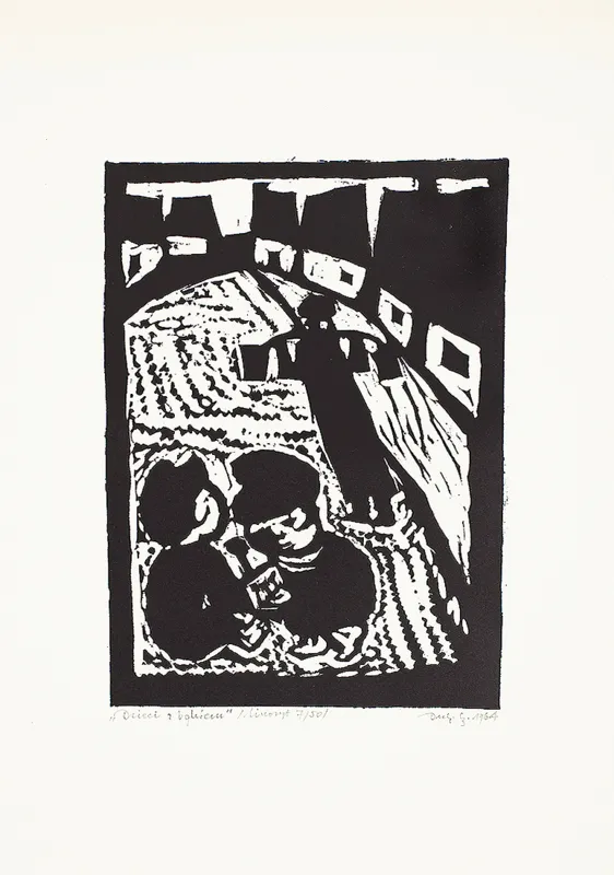 Jerzy Duda Gracz, Dzieci z bąkiem, z cyklu Judaica, 1964