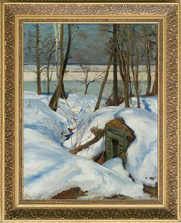 Stiepan Fiodorowicz Kolesnikow, PEJZAŻ ZIMOWY Z RZEKĄ, przed 1920