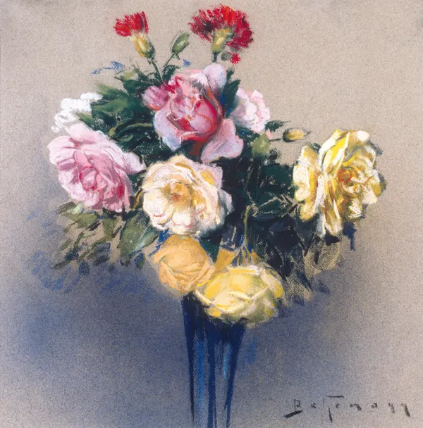 Adolf (Abraham) Behrmann, Bukiet róż i goździków