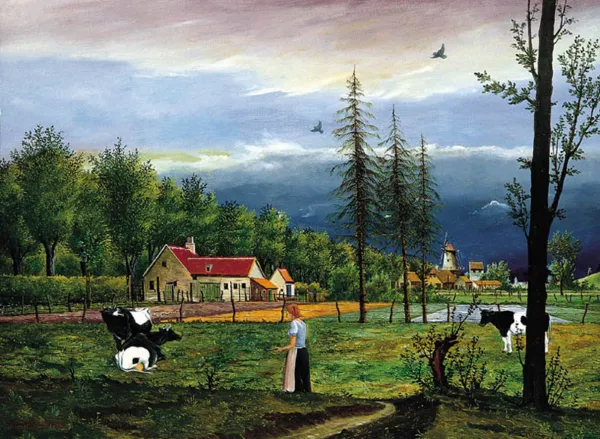 Franz Radziwill, Pejzaż z trzema krowami, 1940