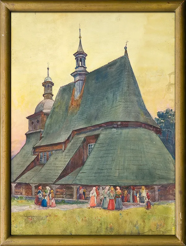 Aleksander Augustynowicz, PRZED STARYM KOŚCIOŁEM W SĘKOWEJ, 1910