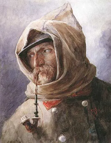 Julian Fałat, Studium portretowe mężczyzny z fajką