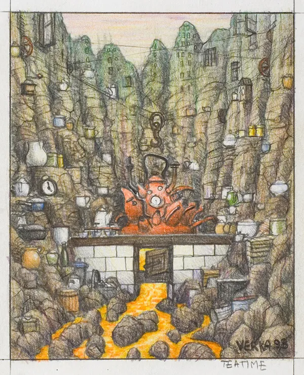 Jacek Yerka, Teatime, 1998