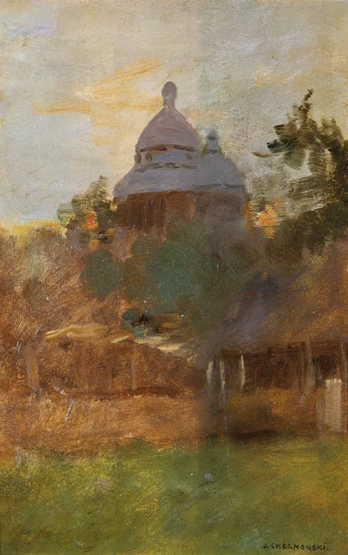 Józef Chełmoński, Krajobraz z kościółkiem