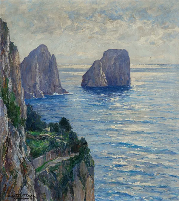 Albert Wenk, SKAŁY FARAGLIONI U BRZEGÓW CAPRI, 1916