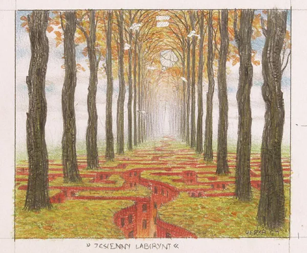 Jacek Yerka, Jesienny labirynt, 2004