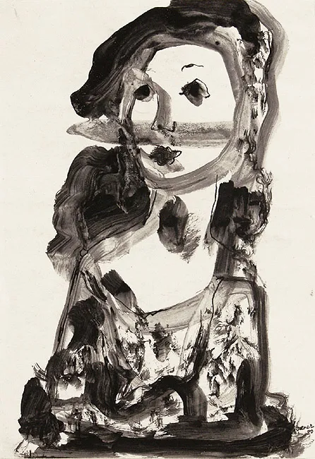 Otto Axer, Portret kobiety w berecie, 1980