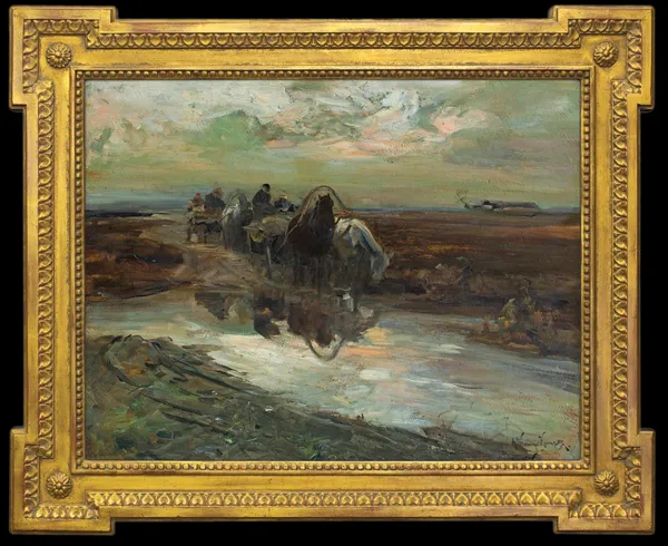 Alfred Wierusz-Kowalski, W BRÓD. WOZY PRZED ROZLEWISKIEM. POWRÓT Z JARMARK