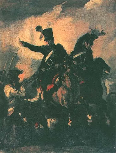 Piotr Michałowski, Potyczka - walka huzarów z piechotą austriacką