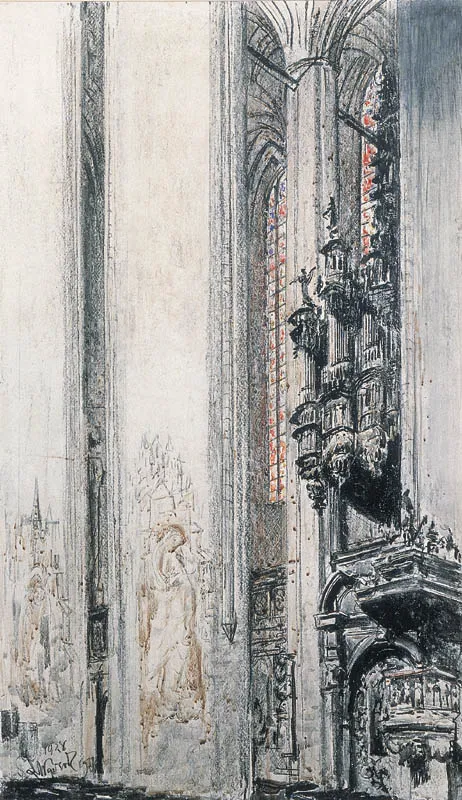 Leon Wyczółkowski, Wnętrze kościoła Panny Marii w Toruniu, 1928