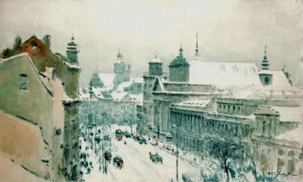 Tadeusz Cieślewski, Widok z tarasu zamkowego na kościół św. Anny, 193