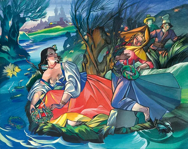 Zofia Stryjeńska, PUSZCZANIE WIANKÓW NA WIŚLE, ok. 1950-52 